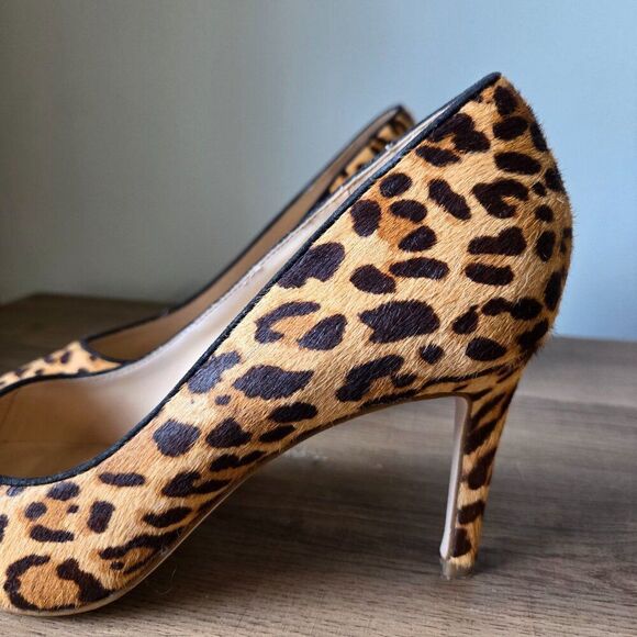 EUC JESSICA SIMPSON CARPENA REAL COW HAIR FUR UPPER ANIMAL PRINT STILETTOS 9.5 - Picture 9 of 16